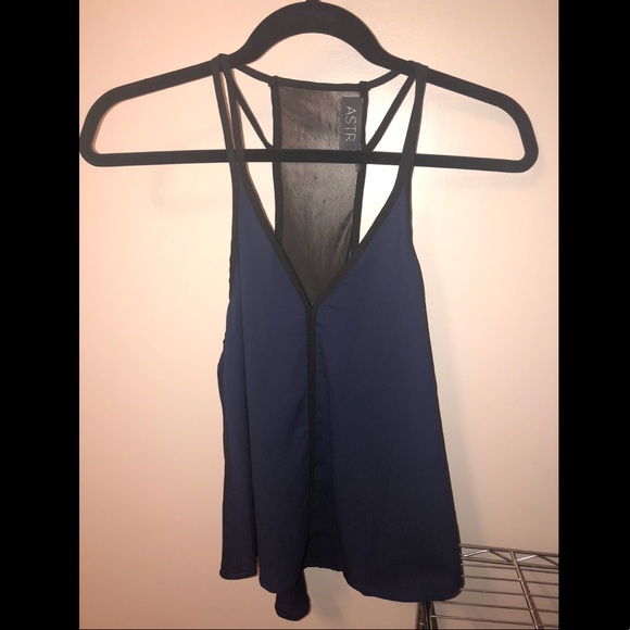 Astr Tops - ASTR Blue and Black Top